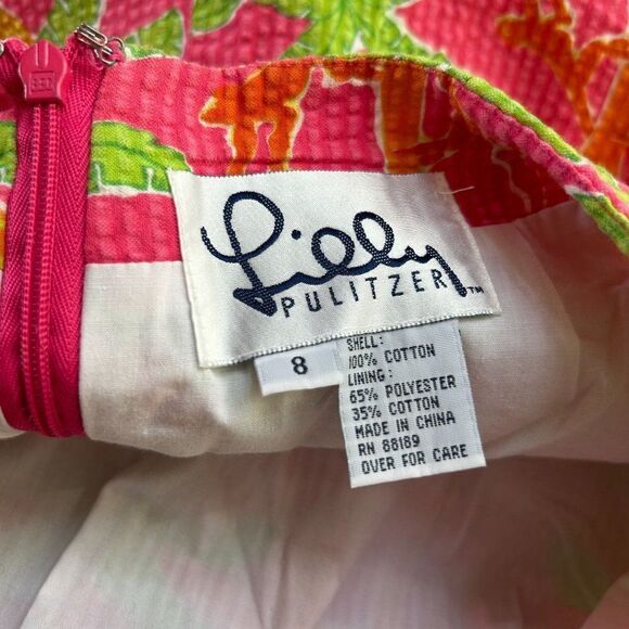 Vintage Lilly Pultizer 8 Pink Monkies Palm Tree Print Skirt - Flawed - Picture 5 of 13